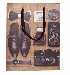 Пакет вертикальный крафтовый "Поздравляю"