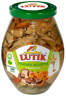 Грибы 580 г ассорти маринованные (опята,грузди,вешенки)