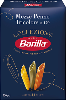 Макароны Barilla мецце пенне трехцветные с томатами и шпинатом Барилла