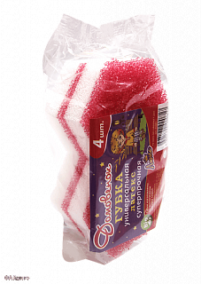 Губки для посуды Домовенок Латекс люкс суперпрочные 4шт.