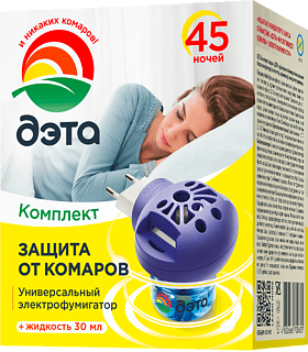 Фумигатор комплект от комаров Дэта (нагреватель и флакон) на 45 ночей