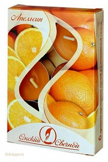 Свеча в гильзе ароматизированная апельсин 6шт