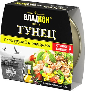 Тунец с кукурузой и овощами, Владкон