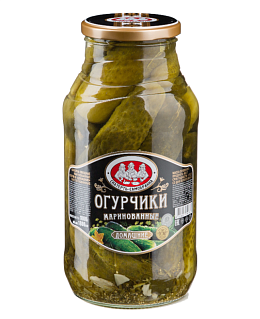 Огурцы маринованные домашние в стеклянной банке 1800 г Скатерть-Самобранка